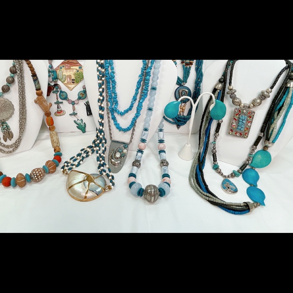 Vintage Chunky Blue Tribal Southwest Necklaces Lot